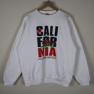 Vintage California Republic Pullover Crewneck Sweatshirt White XL‎ 24.5x28